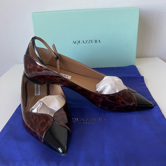 Nwt Aquazzura Pinot Ballet Tortoise Shell /Black